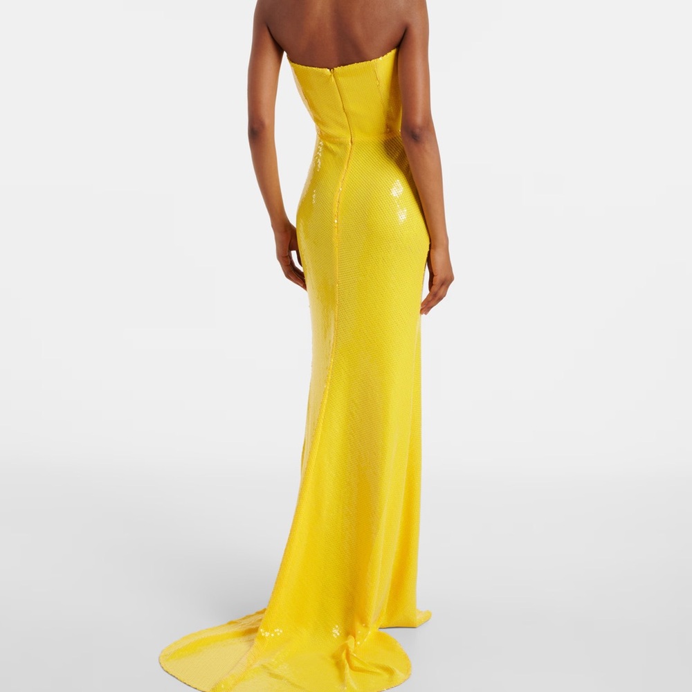 Alex Perry Strapless Yellow Sequin Dress - Picture 3 of 5